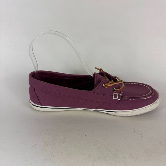 Sperry Topsider Boat Shoes Women's 7.5 Purple Canvas Round Toe Low Top Comfort - Picture 3 of 10